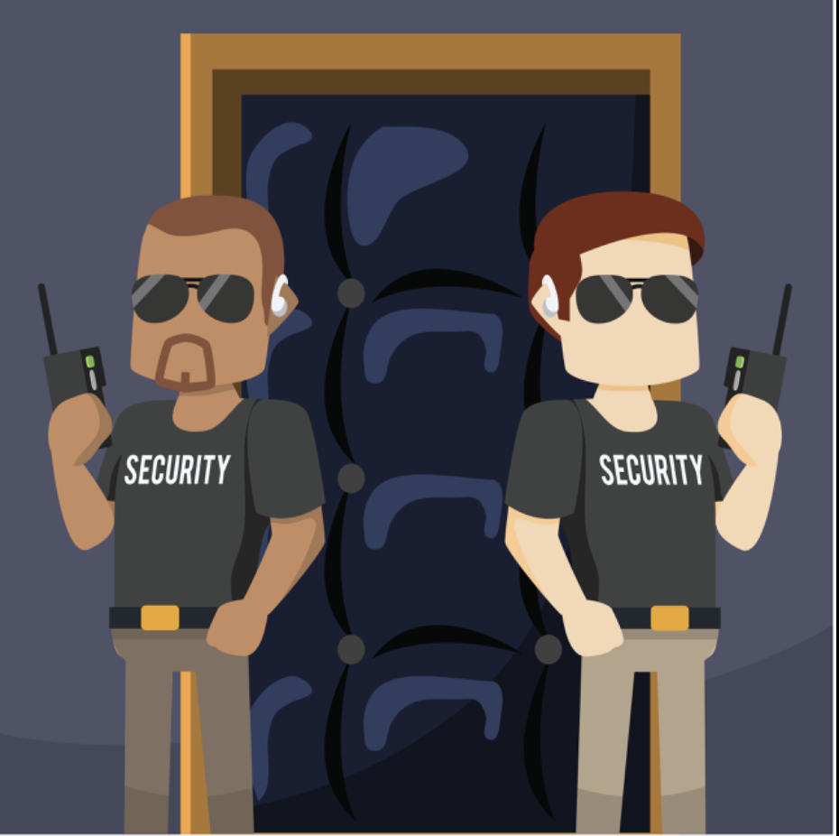 A door supervisor and a security guard on shift